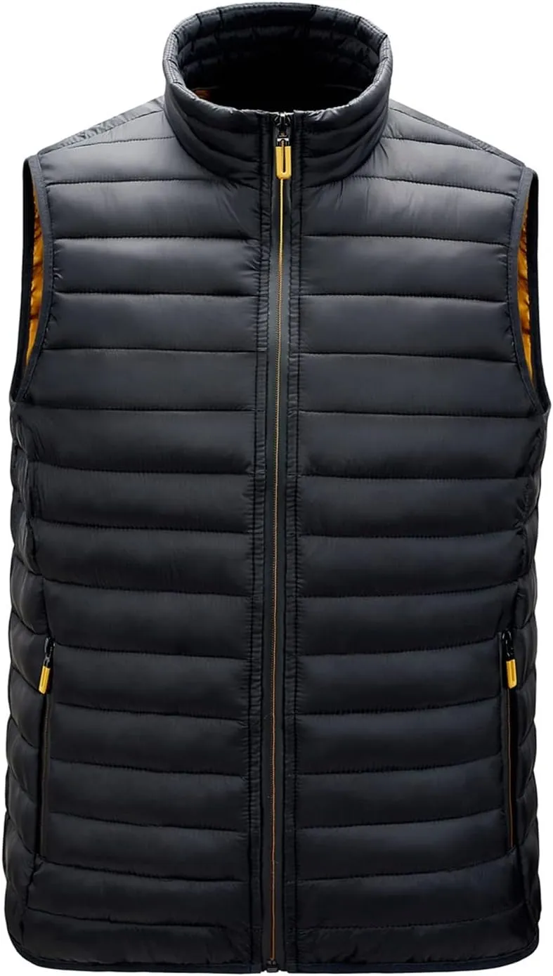 Men Down Cotton Padded Vest Solid Color Stand Collar Zipper Warm Waistcoat Casual Thick Sleeveless Cardigan Jacket (Color : G, Size : Medium)