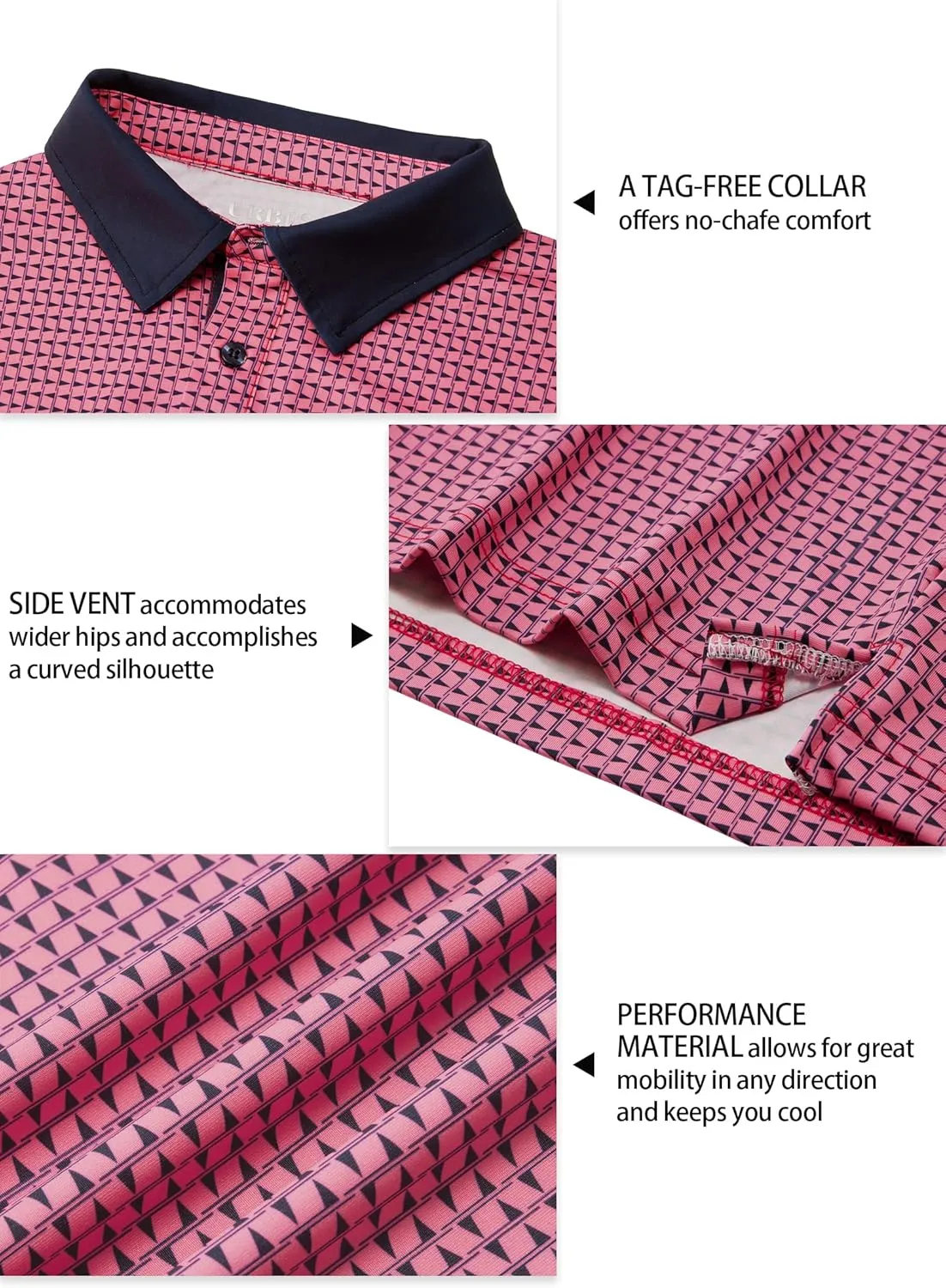 Men's Golf Polo Shirts Dry Fit Short Sleeve Print Performance Collared Polo Shirts