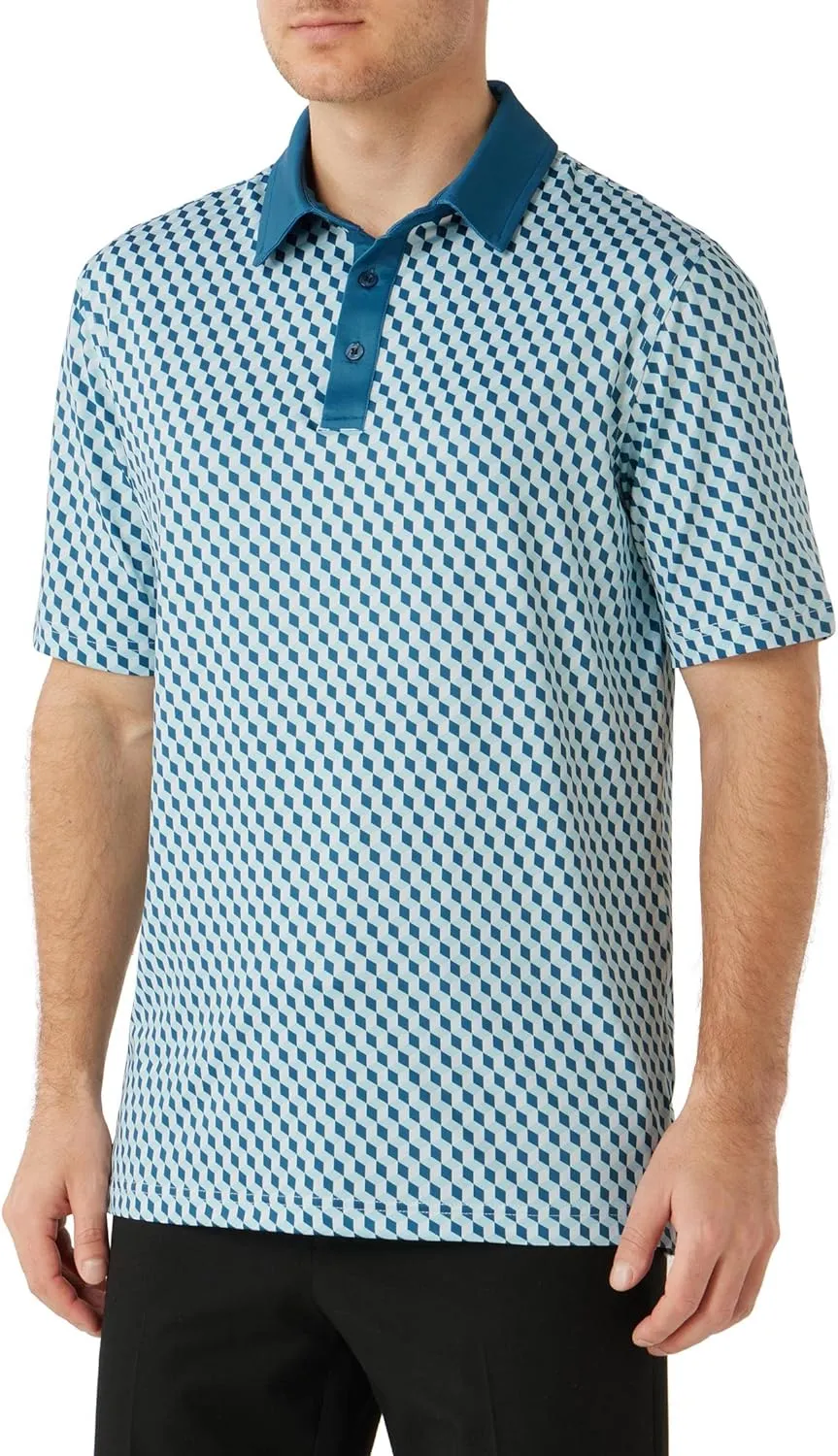 Men's Golf Polo Shirts Dry Fit Short Sleeve Print Performance Collared Polo Shirts