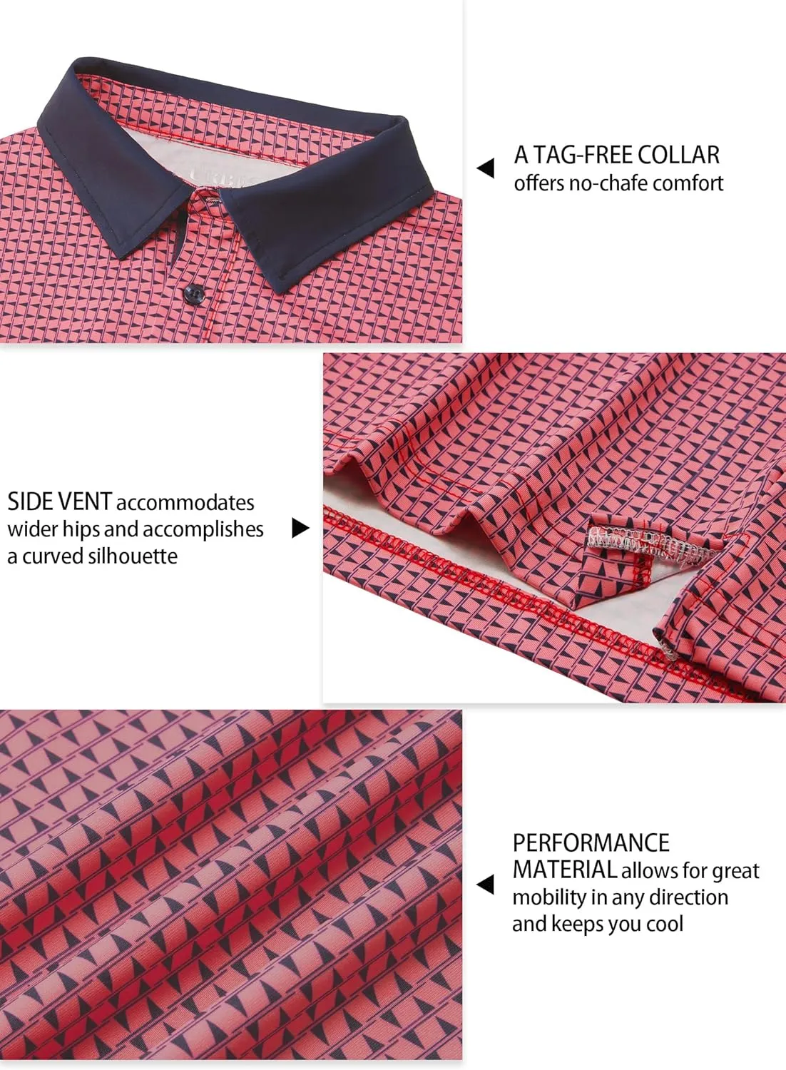 Men's Golf Polo Shirts Dry Fit Short Sleeve Print Performance Collared Polo Shirts