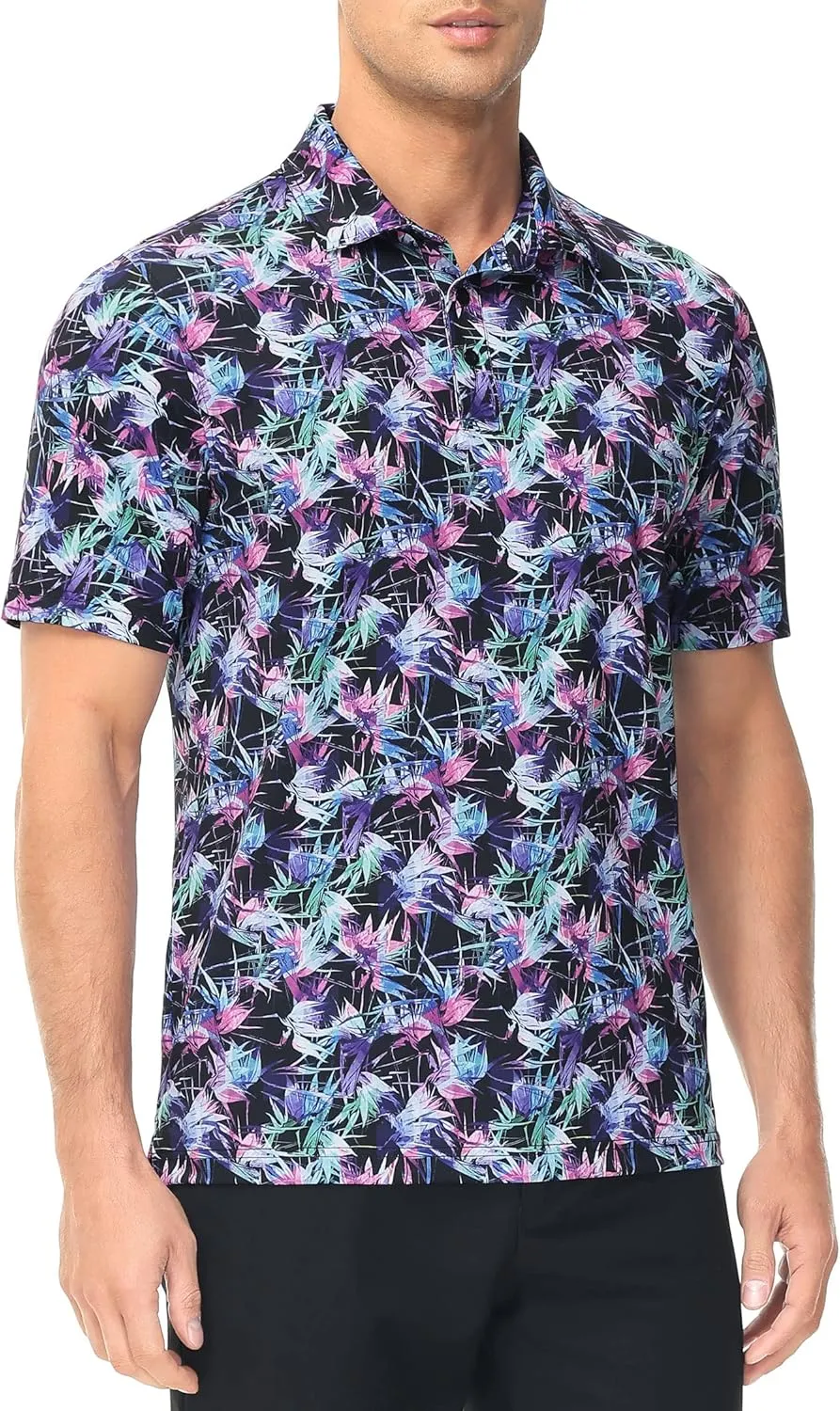 Men's Golf Polo Shirts Dry Fit Short Sleeve Print Performance Collared Polo Shirts