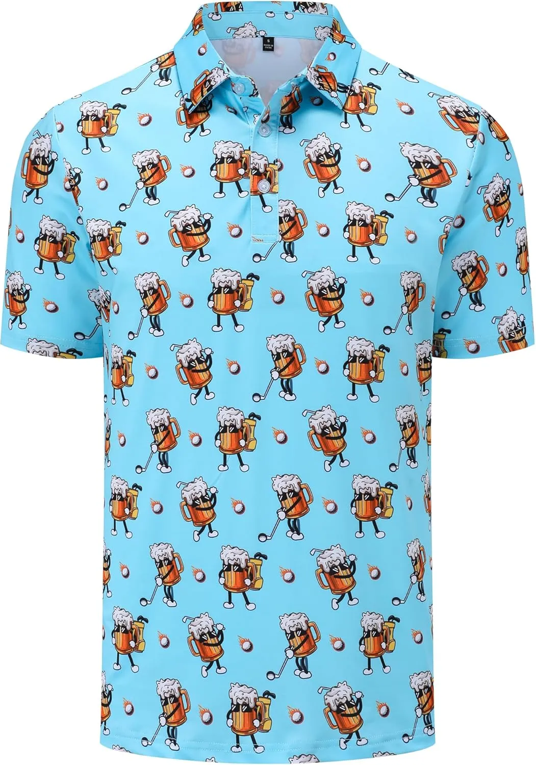 Men's Golf Polo Shirts Funny Golf Shirts for Men Performance Moisture Wicking Quick Dry Athletic Short Sleeve Shirts