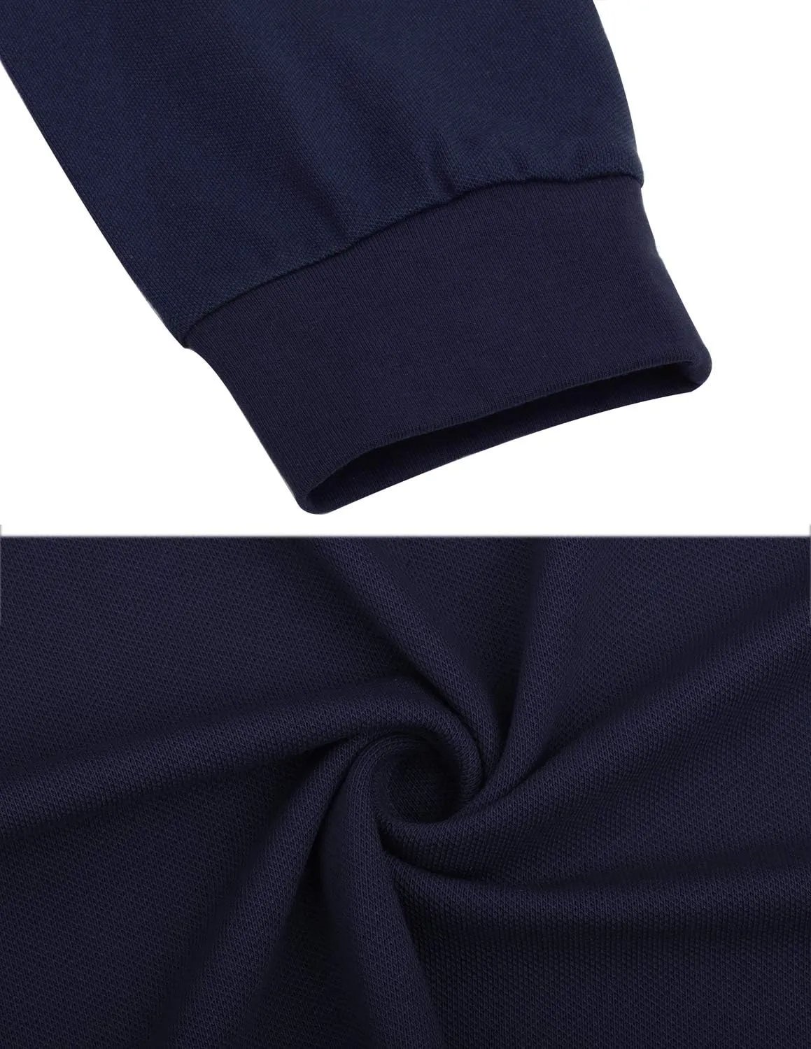 Men's Long Sleeve Polo Shirts Casual Fit Plaid Collar Cotton Golf T-Shirts