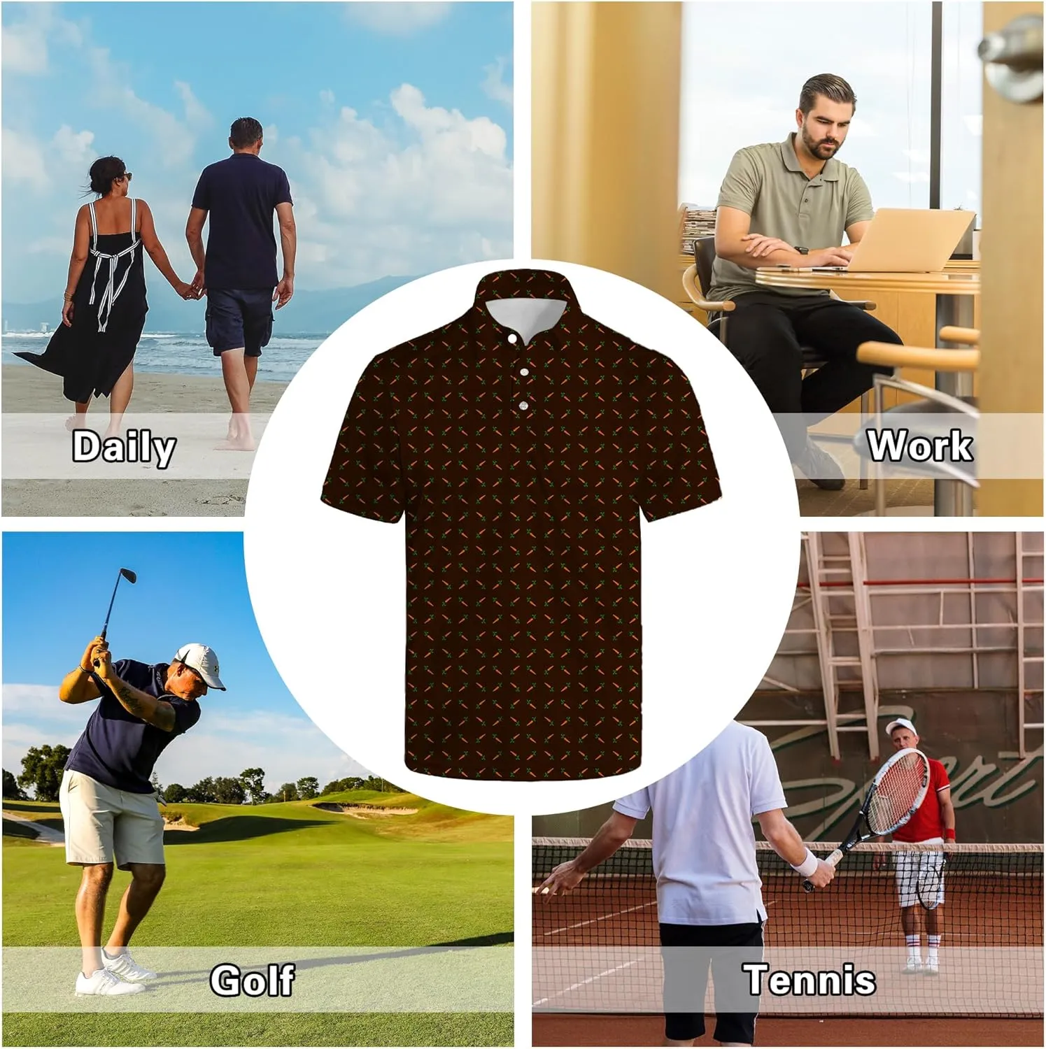 Men's Polo Shirts Short Sleeve Golf Polo Shirts Collared Tennis T-Shirt Golf Shirts for Men