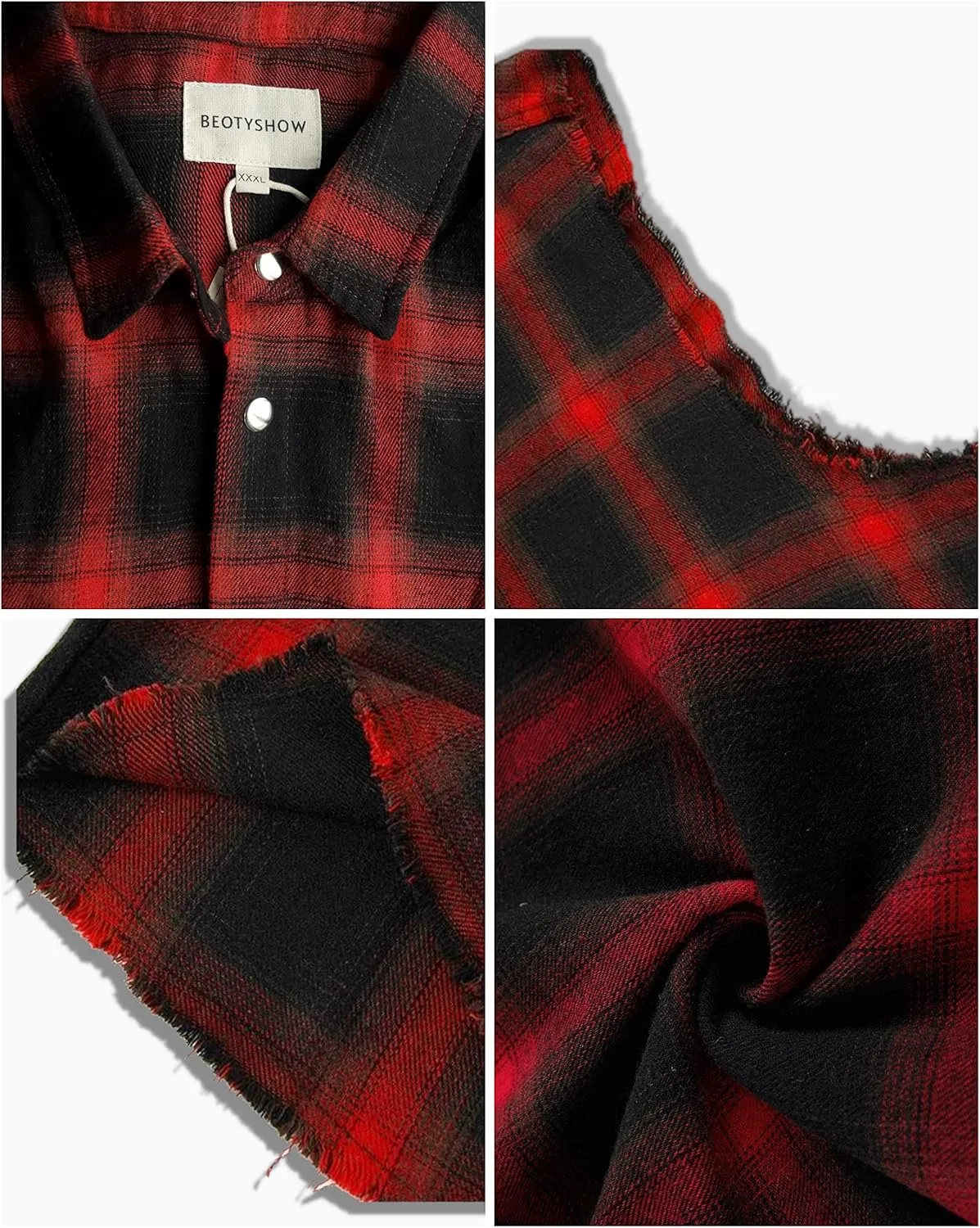 Men's Sleeveless Flannel Plaid Shirts Casual Button Down Cowboy Vest Shirts