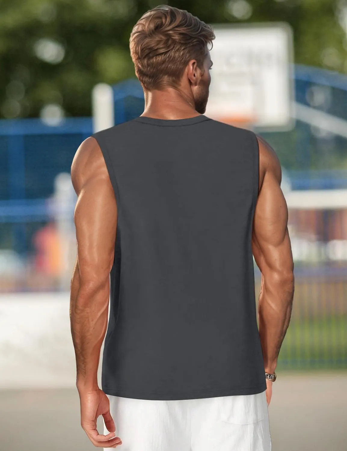 Men's Tank Tops Graphic Tank Tops for Men Summer Hawaiian Palm Tree Sleeveless Muscle Gym Shirt Mens Beach Tank Tops