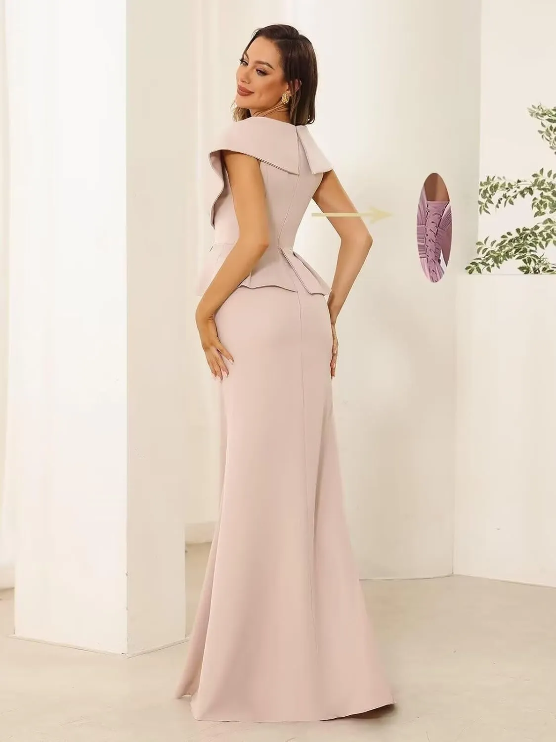 Mermaid Mother of The Bride Dresses for Wedding Chiffon V Neck Formal Evening Gown