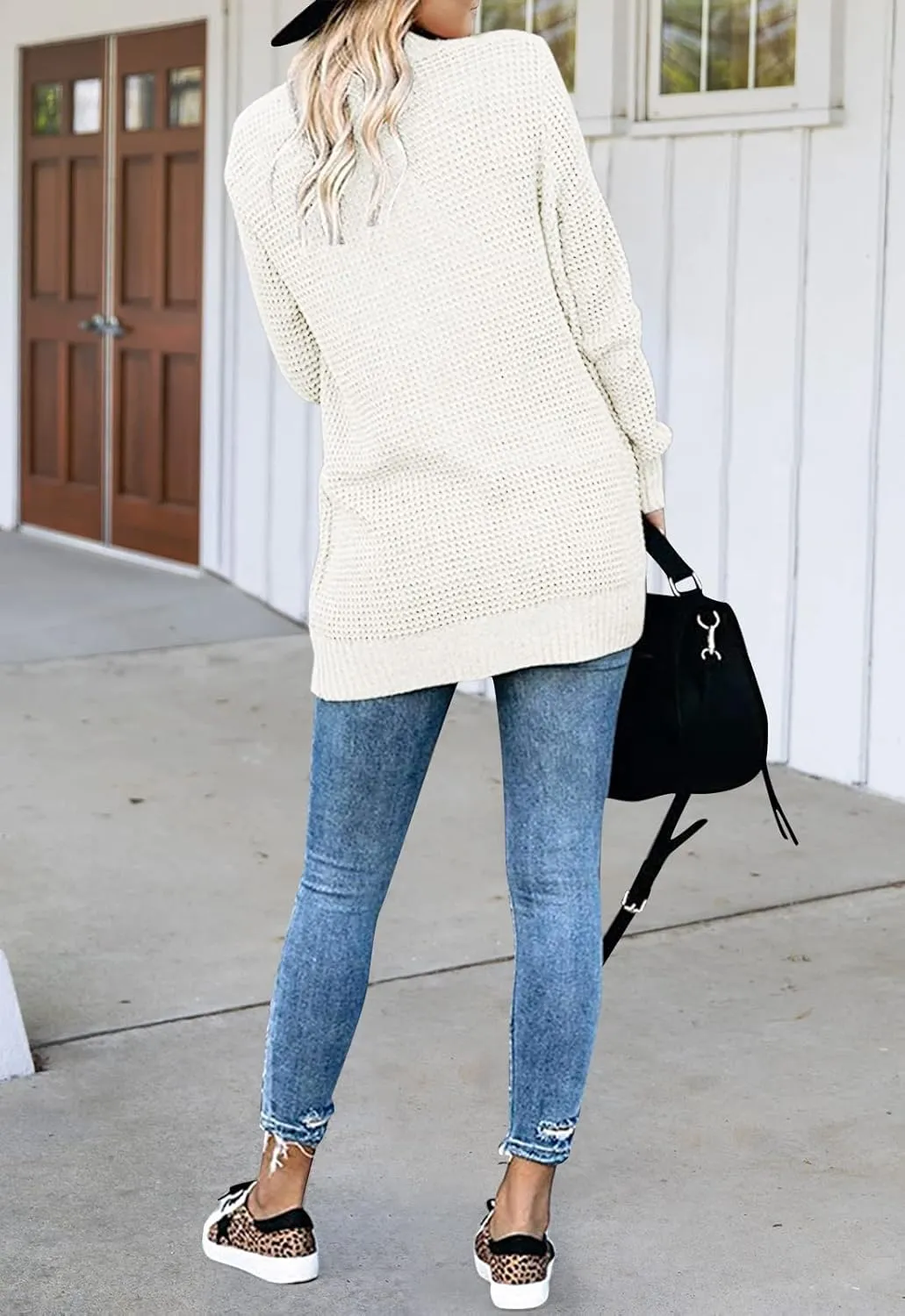 MEROKEETY Womens Long Sleeve Open Front Cardigans Chunky Knit Draped Sweaters Outwear