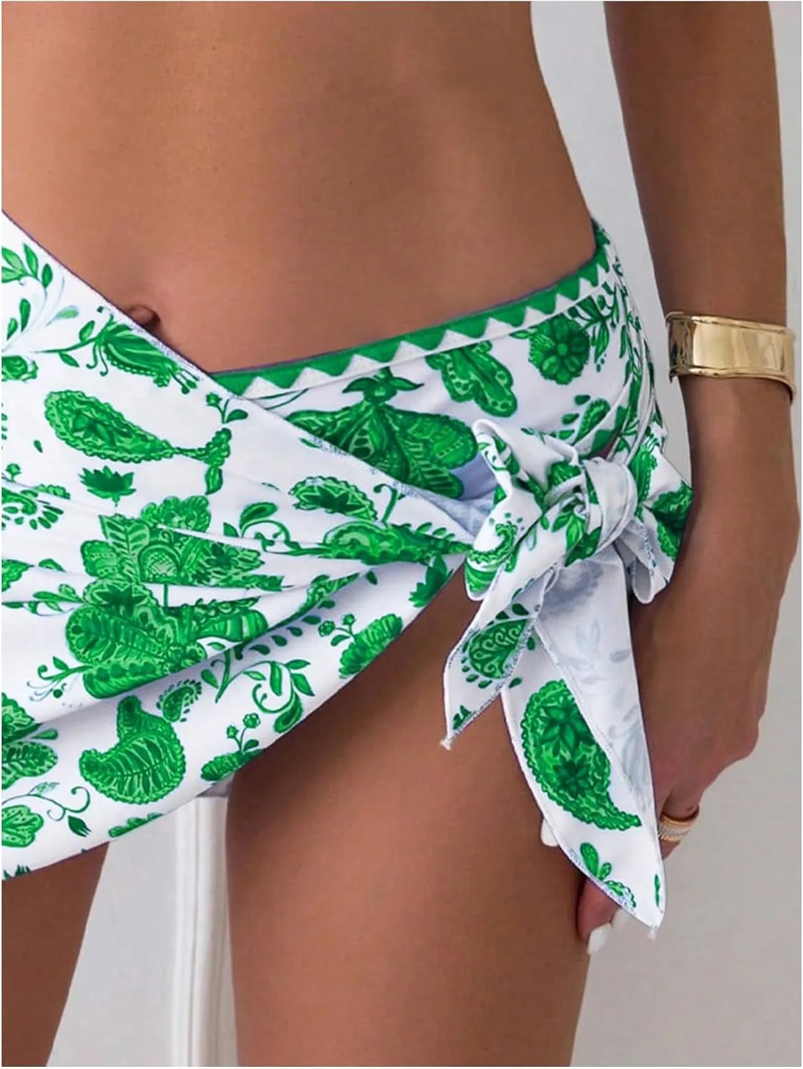 Milumia Women's 3 Piece Swimsuit Floral Print Bandeau Bikini Swimwear with Cover Ups