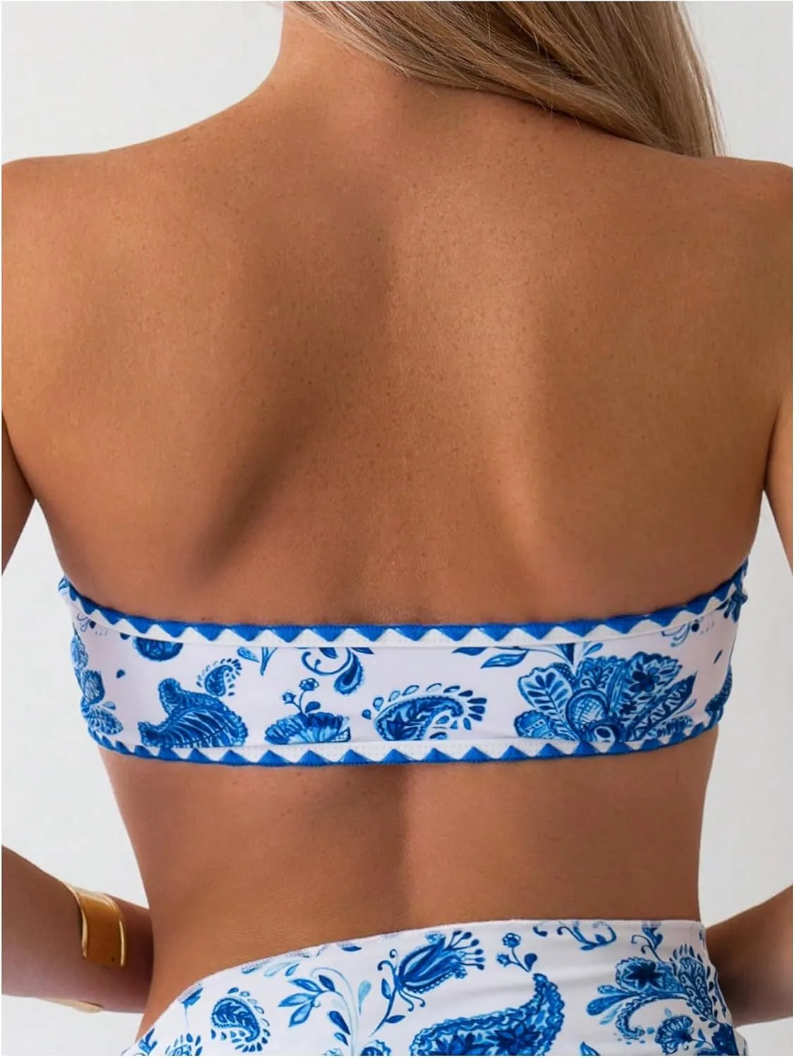 Milumia Women's 3 Piece Swimsuit Floral Print Bandeau Bikini Swimwear with Cover Ups