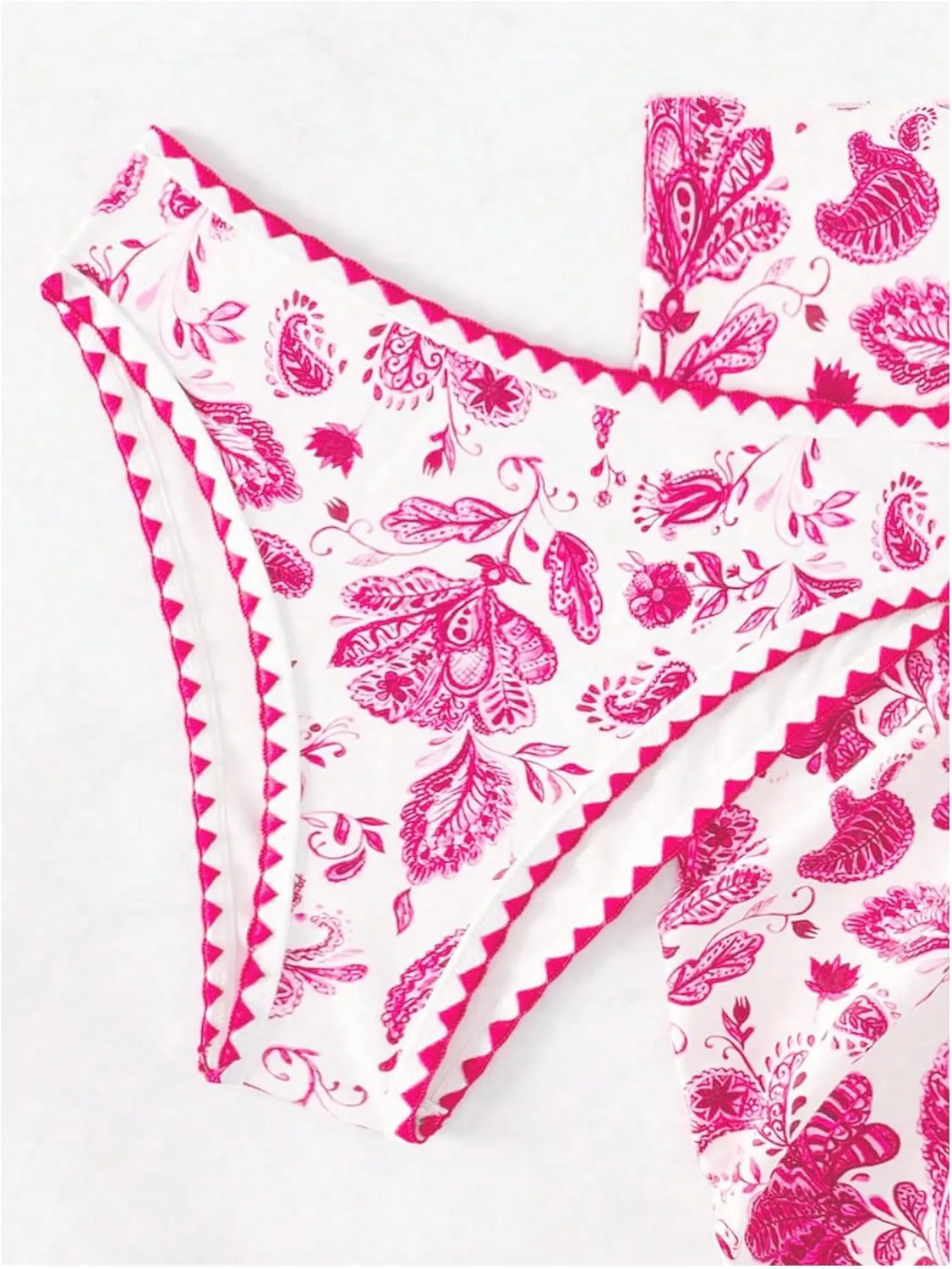 Milumia Women's 3 Piece Swimsuit Floral Print Bandeau Bikini Swimwear with Cover Ups