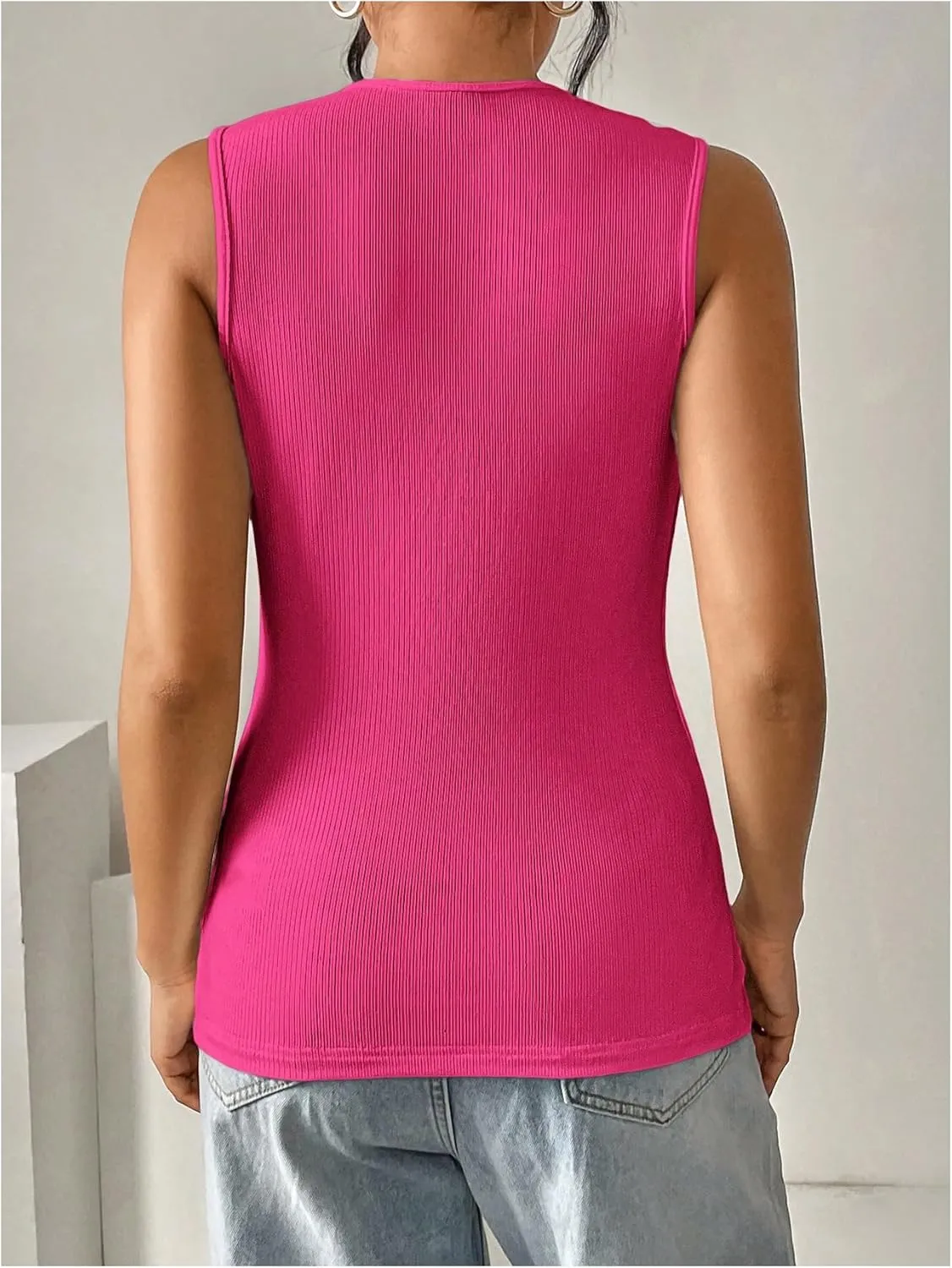 Milumia Women's Button Up Tank Tops Vest Sleeveless Business Casual Tops