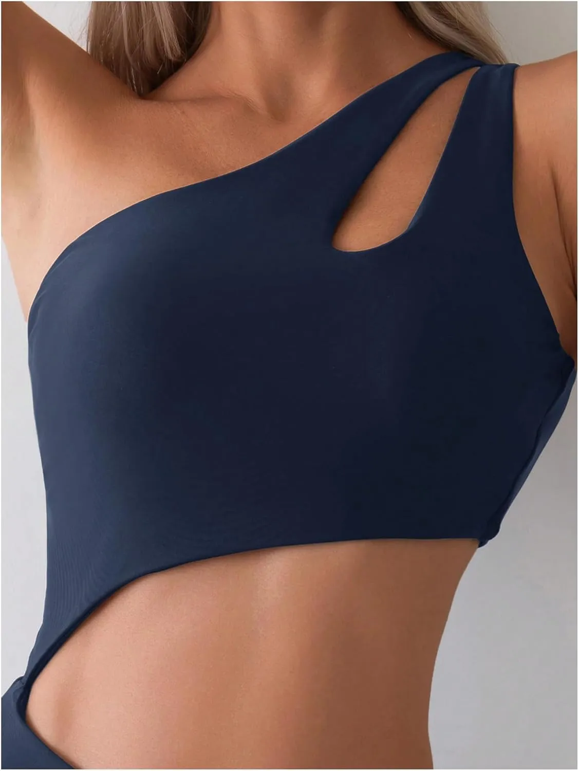 Milumia Women's Cut Out One Piece Swimsuit One Shoulder Sleeveless Wireless Bathing Suits
