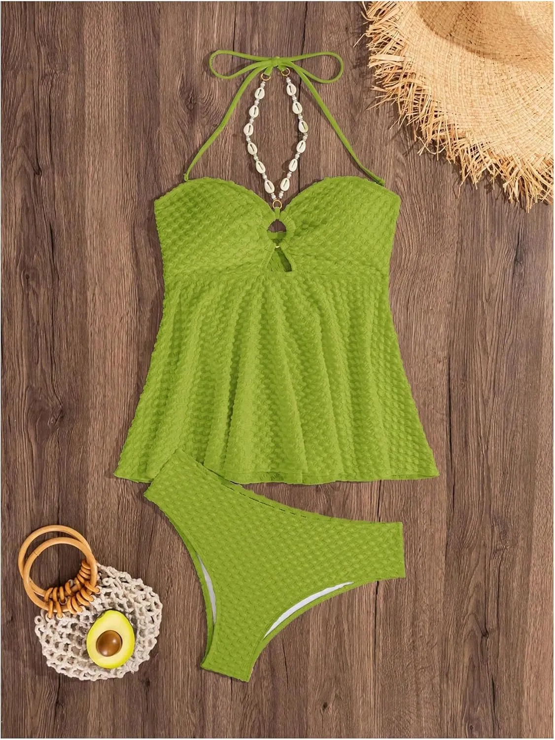 Milumia Women's Tankini Sets Two Piece Halter Cut Out Bathing Suits Tummy Control Swimsuit Flowy Swimwear