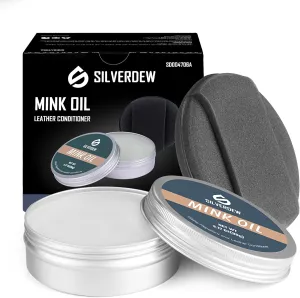 Mink Oil for Leather Boots, 3.2OZ Mink Oil Leather Conditioner All-Natural Formula with Sponge, Used for Soften and Restore Shoes, Couch, Purses, Jackets, Hats, Gloves, Sofa, Furniture
