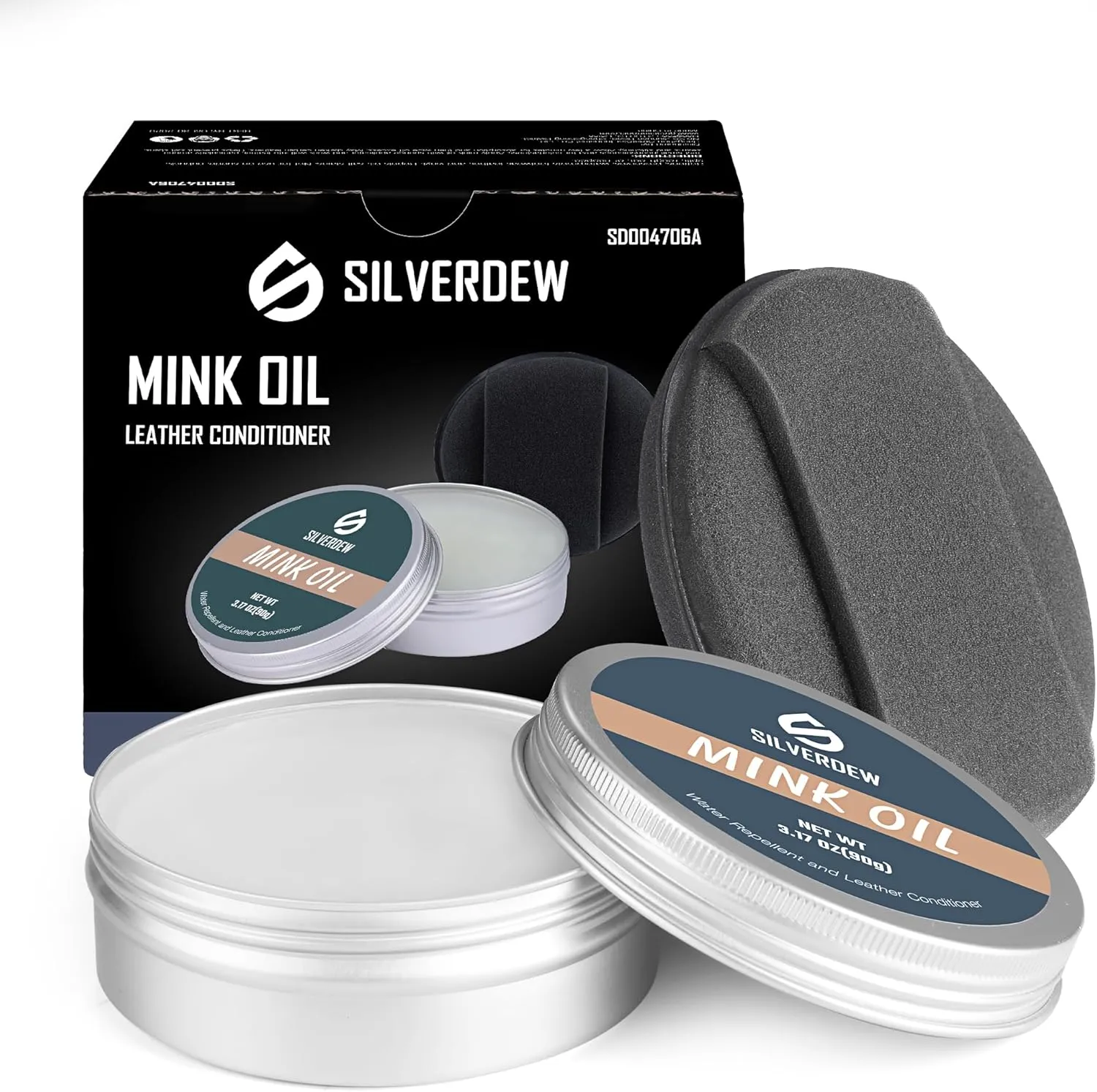 Mink Oil for Leather Boots, 3.2OZ Mink Oil Leather Conditioner All-Natural Formula with Sponge, Used for Soften and Restore Shoes, Couch, Purses, Jackets, Hats, Gloves, Sofa, Furniture