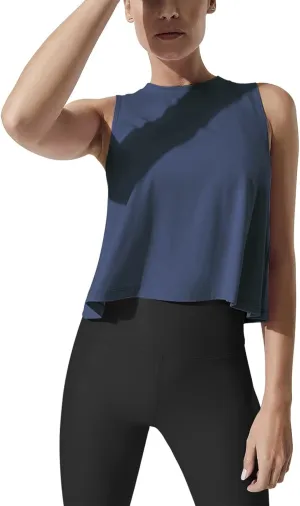Mippo Crop Tops for Women Womens Workout Tops Flowy Cropped Tank Tops Athletic Shirts