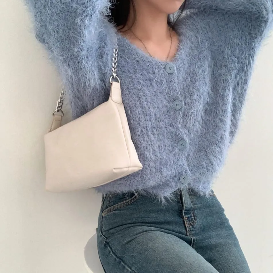 Mohair Cardigan for Women - Fuzzy Open Front Oversized Faux Fur Coquette Sweater