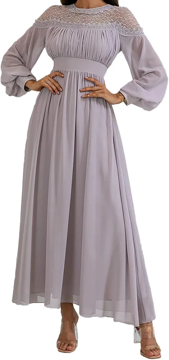 Mother of The Bride Dresses A Line Crew Neck Wedding Guest Dress Chiffon Long Formal Evening Gowns