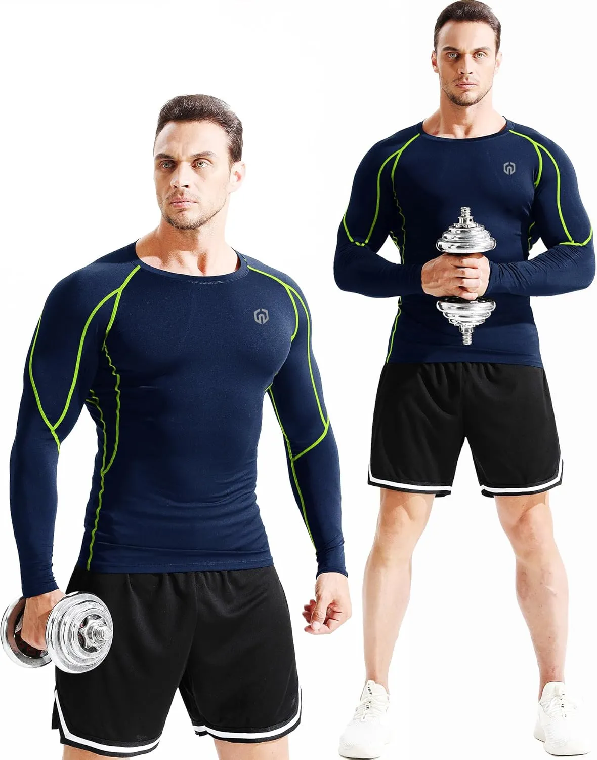 NELEUS Men's 3 Pack Dry Fit Long Sleeve Compression Shirts Workout Running Shirts
