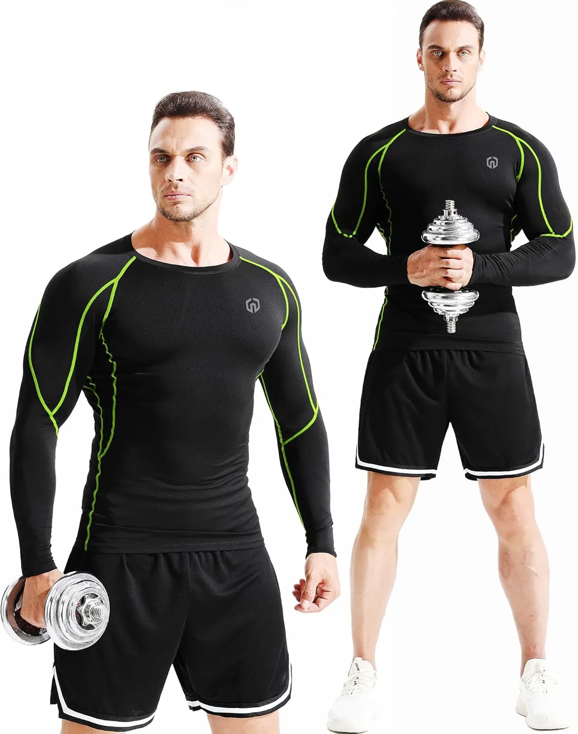 NELEUS Men's 3 Pack Dry Fit Long Sleeve Compression Shirts Workout Running Shirts