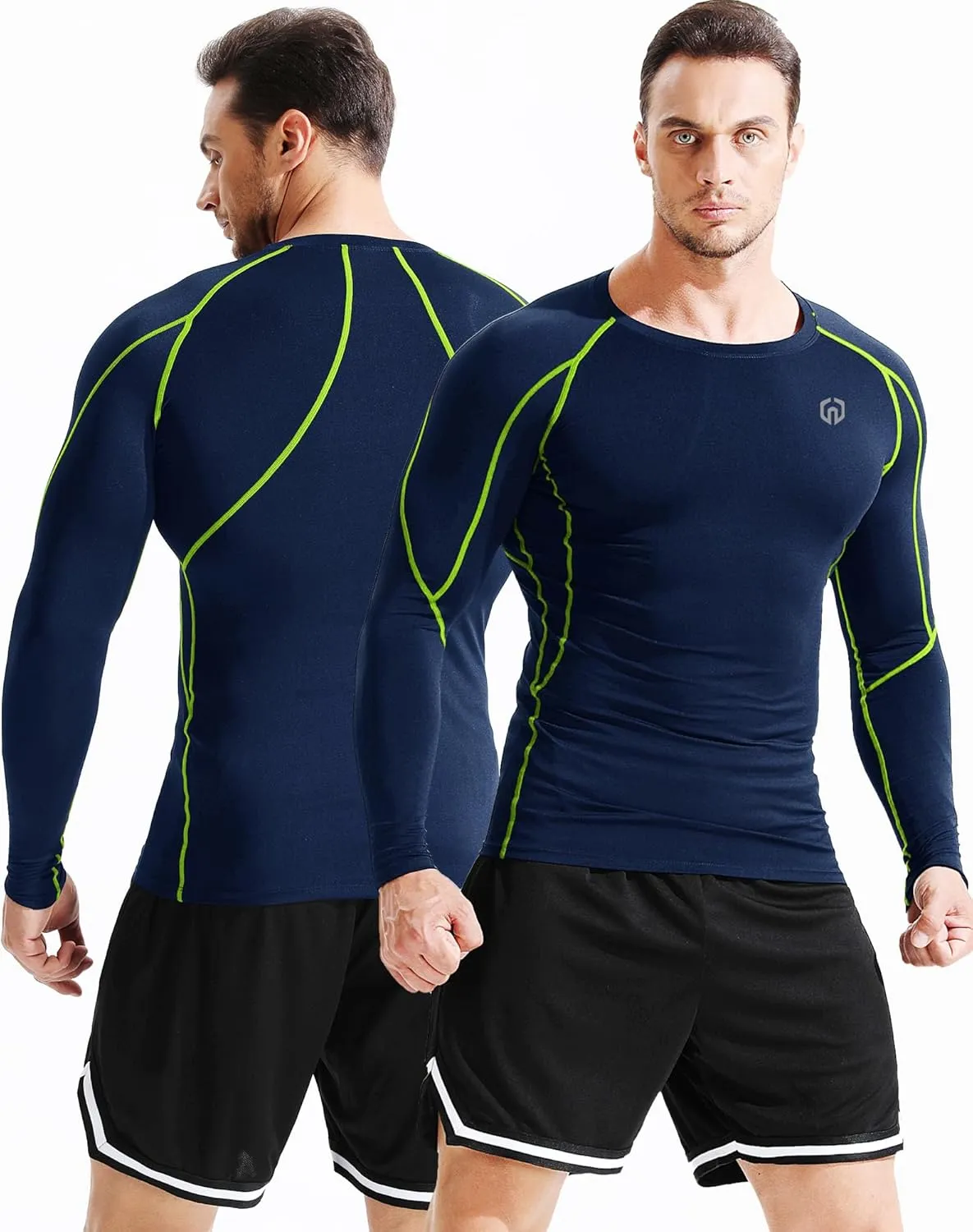 NELEUS Men's 3 Pack Dry Fit Long Sleeve Compression Shirts Workout Running Shirts