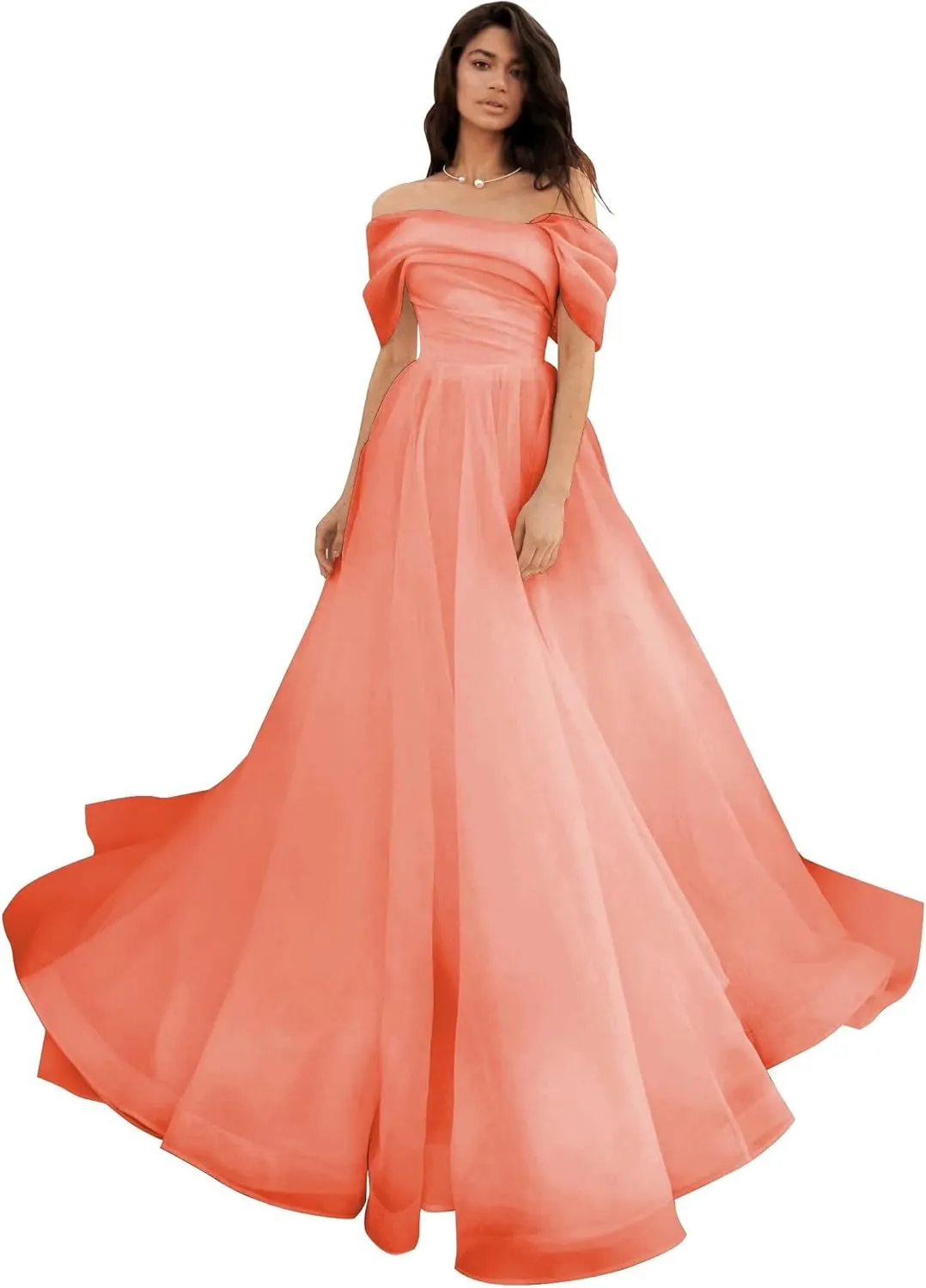 Off Shoulder Tulle Wedding Dresses Puffy Prom Dresses Long Ball Gown Dresses for Women