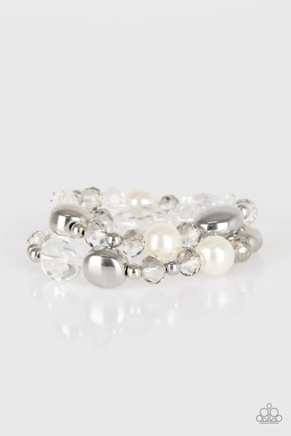 Open Door Jewelry - Downtown Dazzle - White Bracelet - Paparazzi Accessories