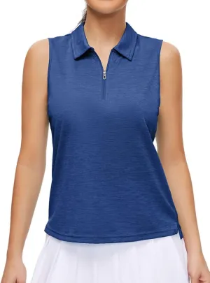 Pdbokew Women's Polo Shirts Quarter-Zip Golf Shirts Sleeveless Tops