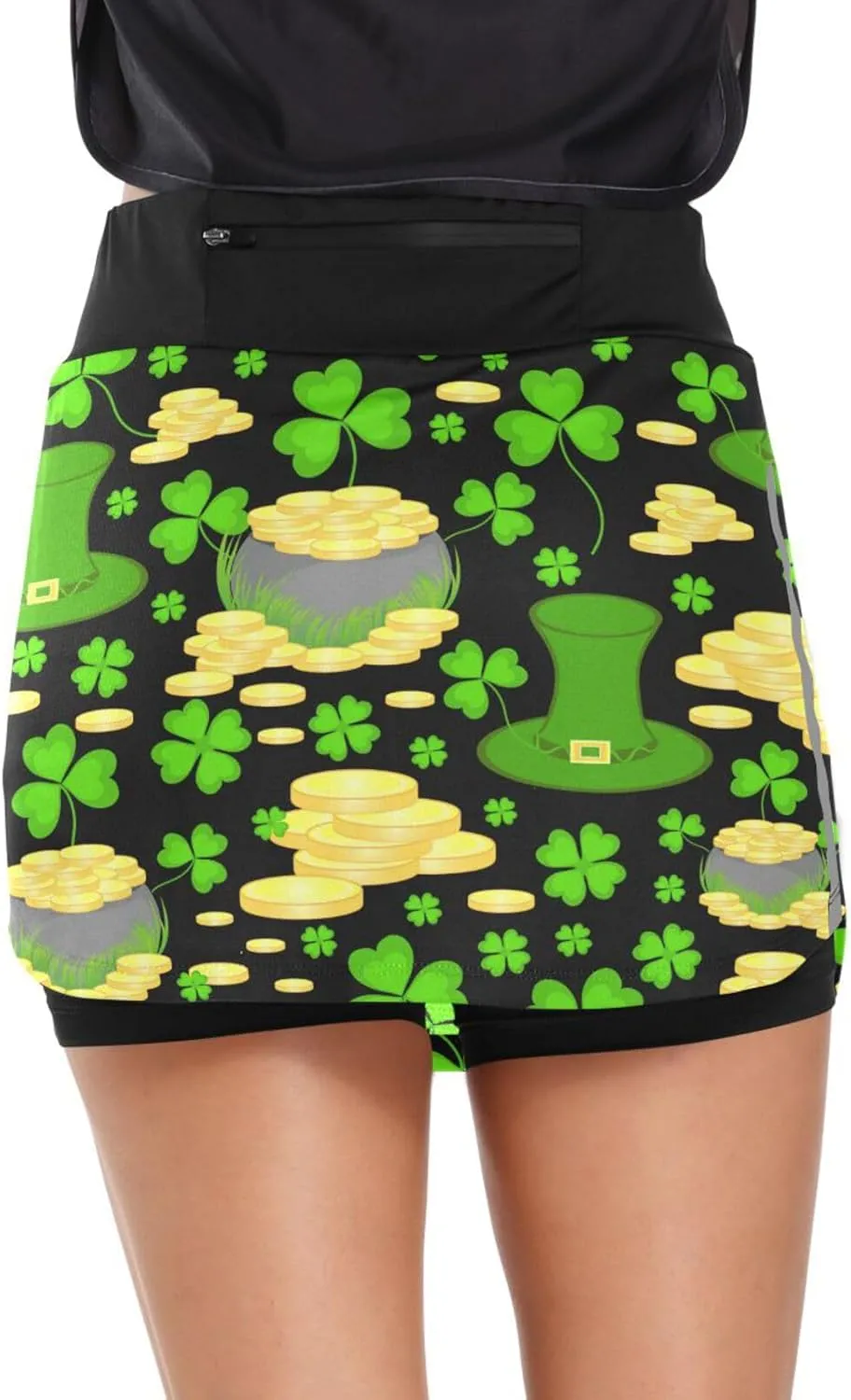 Plaaee Tennis Skirts for Women Green Leprechaun Hats St.Patrick's Day Golf Athletic Skorts Workout Running Shorts S