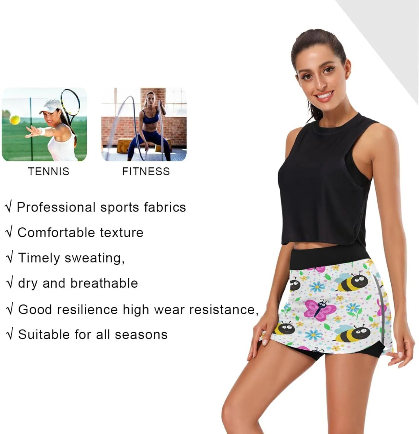Plaaee Tennis Skirts for Women Green Leprechaun Hats St.Patrick's Day Golf Athletic Skorts Workout Running Shorts S