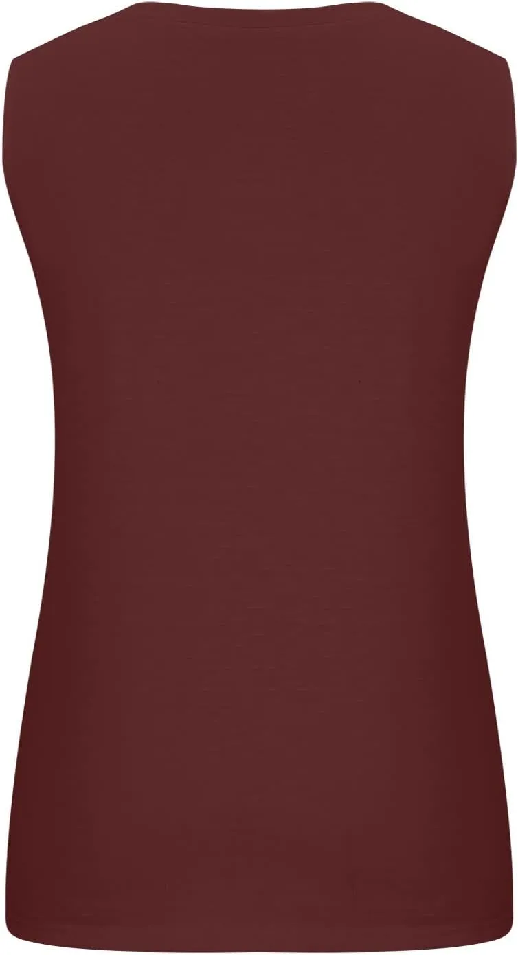 Plus Size Button Front Camisole Top Women's Sleeveless Casual Summer Relaxed Fit Layered Tank Shirt Vest