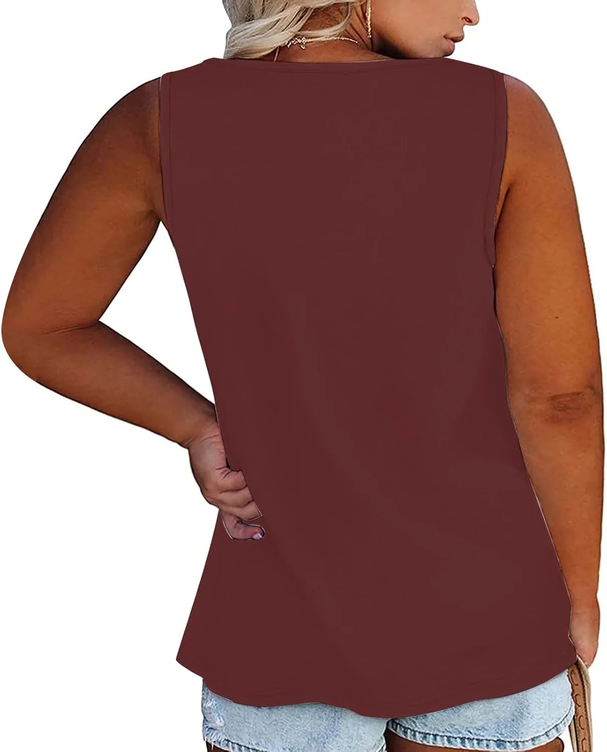 Plus Size Button Front Camisole Top Women's Sleeveless Casual Summer Relaxed Fit Layered Tank Shirt Vest