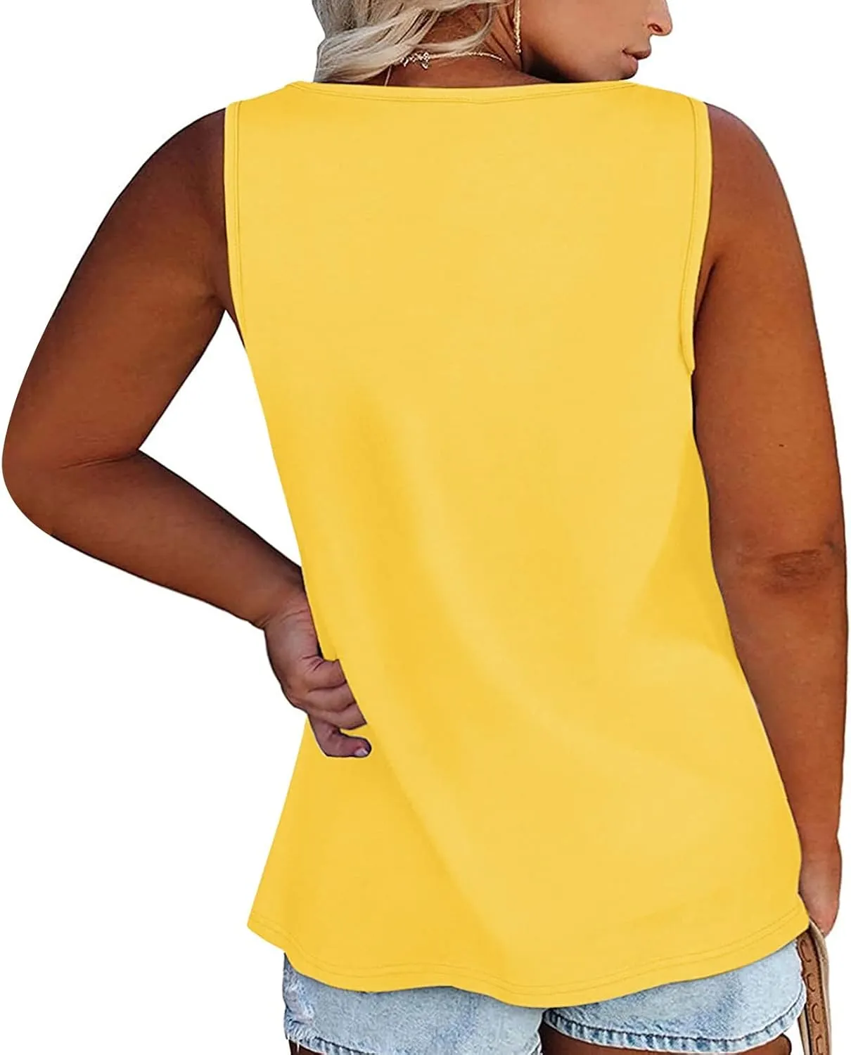 Plus Size Button Front Camisole Top Women's Sleeveless Casual Summer Relaxed Fit Layered Tank Shirt Vest