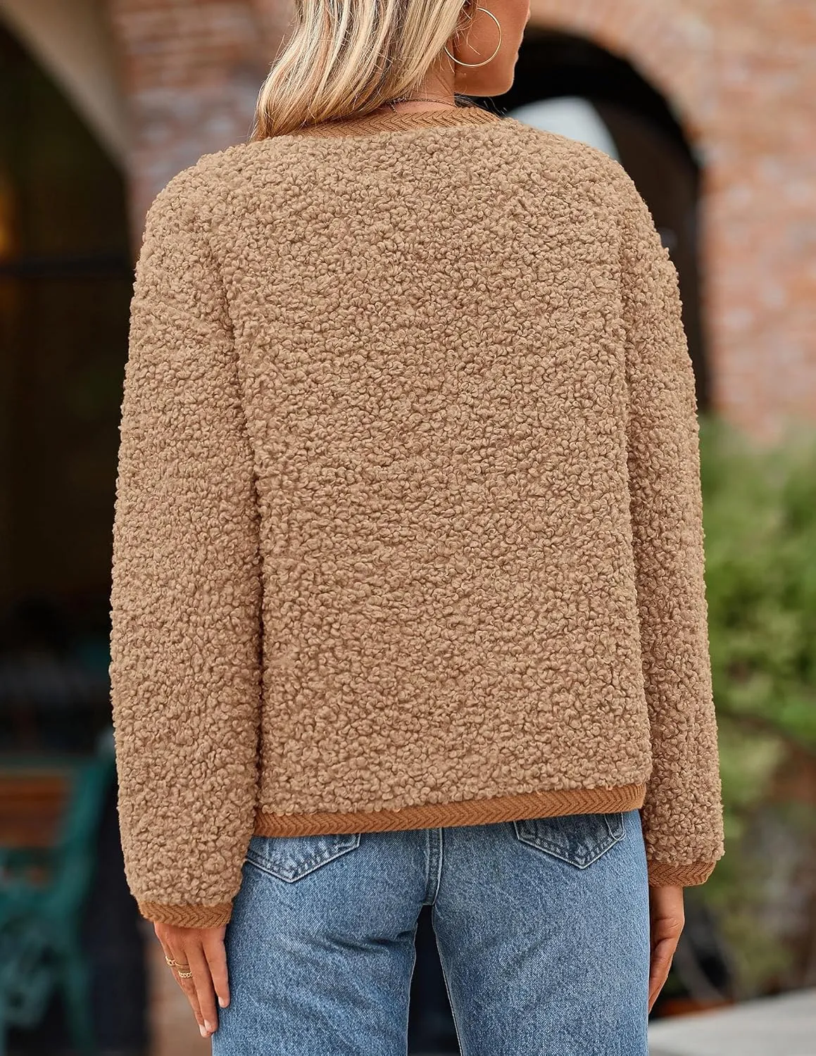 PRETTYGARDEN Women's Faux Fur Shearling Coat Fuzzy Fleece Button Up Trendy Fall Winter Cropped Jackets Outerwear
