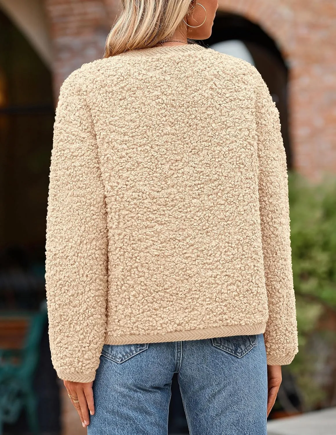 PRETTYGARDEN Women's Faux Fur Shearling Coat Fuzzy Fleece Button Up Trendy Fall Winter Cropped Jackets Outerwear