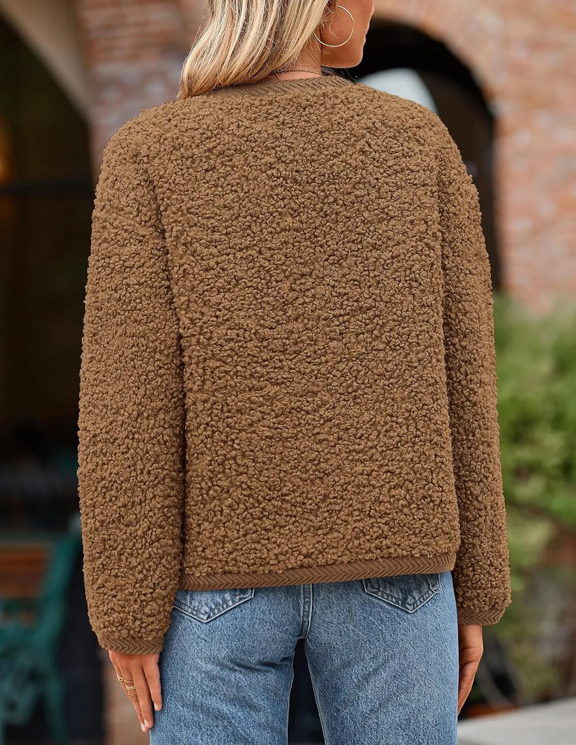 PRETTYGARDEN Women's Faux Fur Shearling Coat Fuzzy Fleece Button Up Trendy Fall Winter Cropped Jackets Outerwear