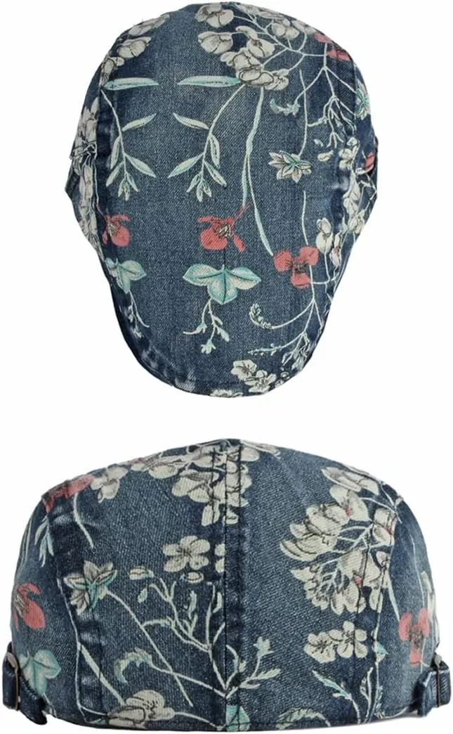 Quanhaigou Unisex Denim Newsboy Hats Flat Ivy Gatsby Cabbie Driving Berets Hat Cotton Dad Cap for Men Women