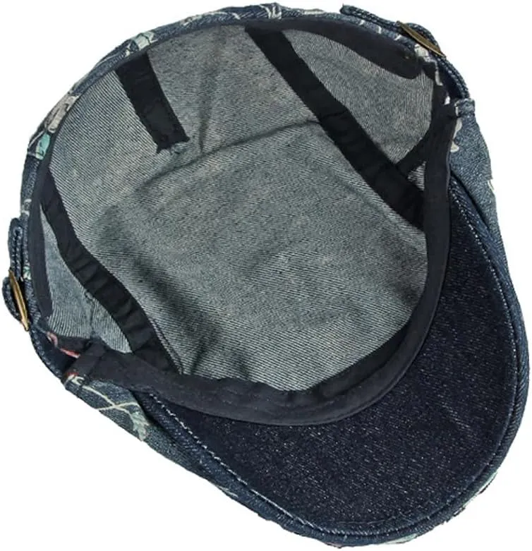 Quanhaigou Unisex Denim Newsboy Hats Flat Ivy Gatsby Cabbie Driving Berets Hat Cotton Dad Cap for Men Women