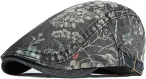 Quanhaigou Unisex Denim Newsboy Hats Flat Ivy Gatsby Cabbie Driving Berets Hat Cotton Dad Cap for Men Women