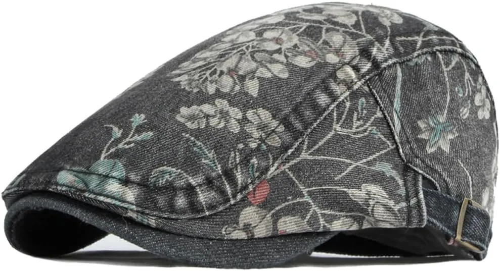 Quanhaigou Unisex Denim Newsboy Hats Flat Ivy Gatsby Cabbie Driving Berets Hat Cotton Dad Cap for Men Women
