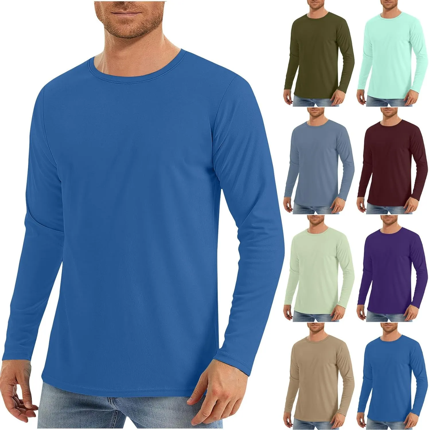 Rash Guard for Men Long Sleeve Swim Shirt Quick Dry UPF 50  Fishing Tshirt for Outdoor UV Sun Protection Beach Shirts