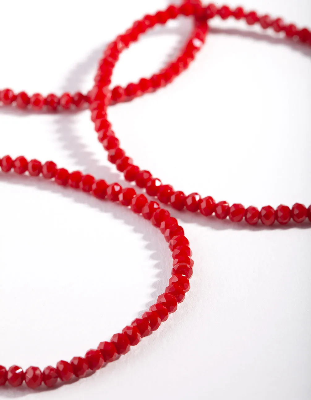 Red Faceted Bead Bracelet Set