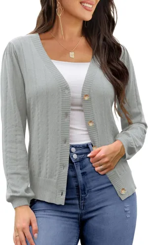 REDHOTYPE Women's Cardigans Button Down V Neck Casual Sweater Open Front Cardigan Sweaters