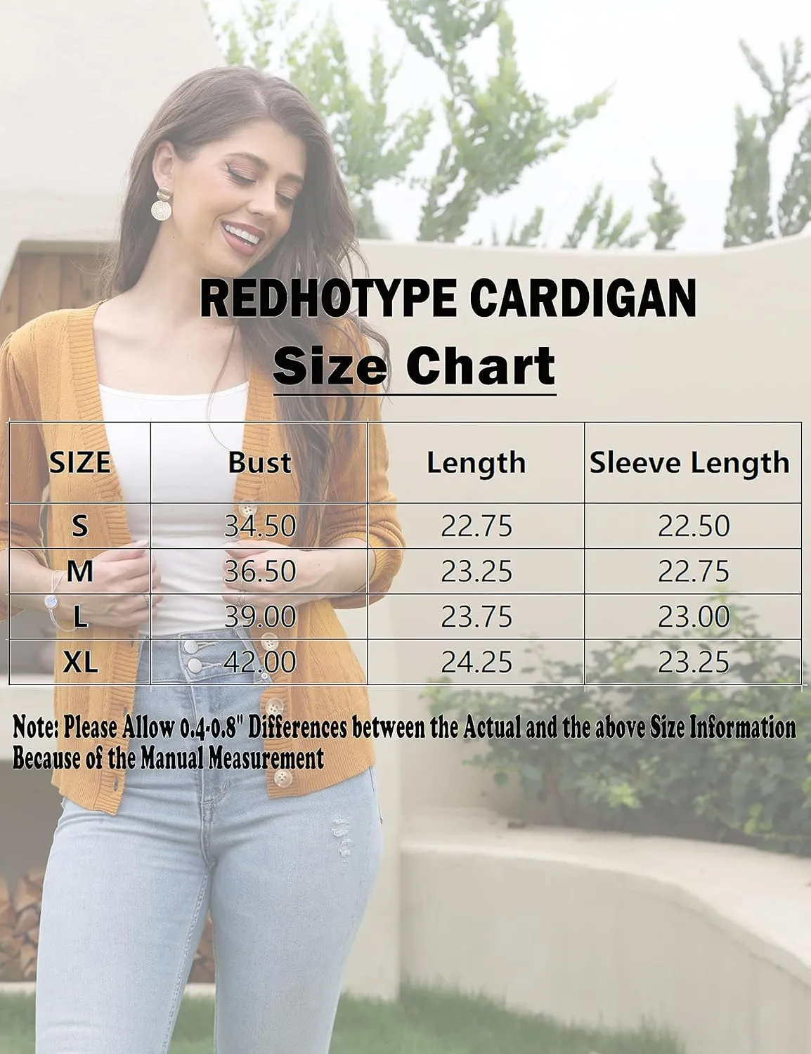 REDHOTYPE Women's Cardigans Button Down V Neck Casual Sweater Open Front Cardigan Sweaters