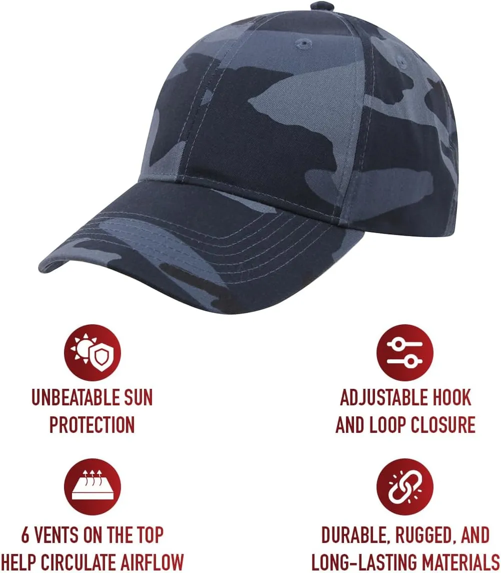 Rothco Supreme Camo Low Profile Cap  Adjustable Rugged Outdoor Baseball Hat