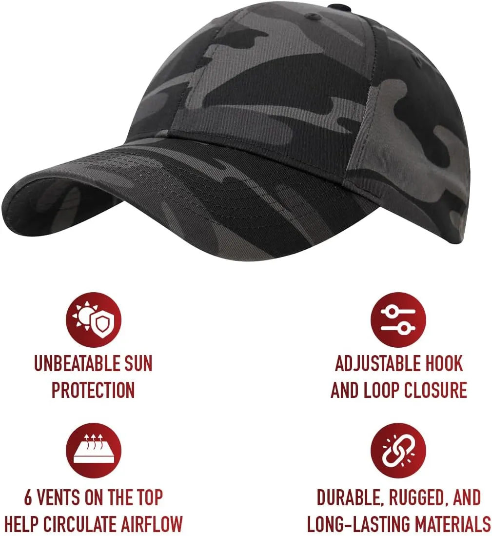 Rothco Supreme Camo Low Profile Cap  Adjustable Rugged Outdoor Baseball Hat