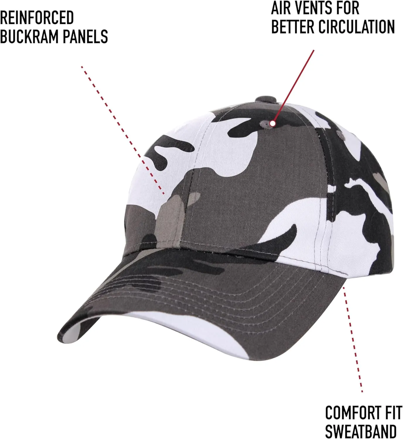 Rothco Supreme Camo Low Profile Cap  Adjustable Rugged Outdoor Baseball Hat