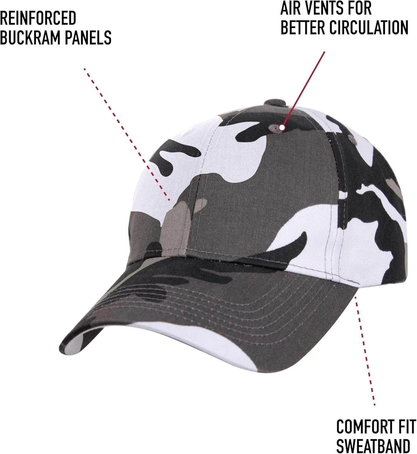 Rothco Supreme Camo Low Profile Cap  Adjustable Rugged Outdoor Baseball Hat