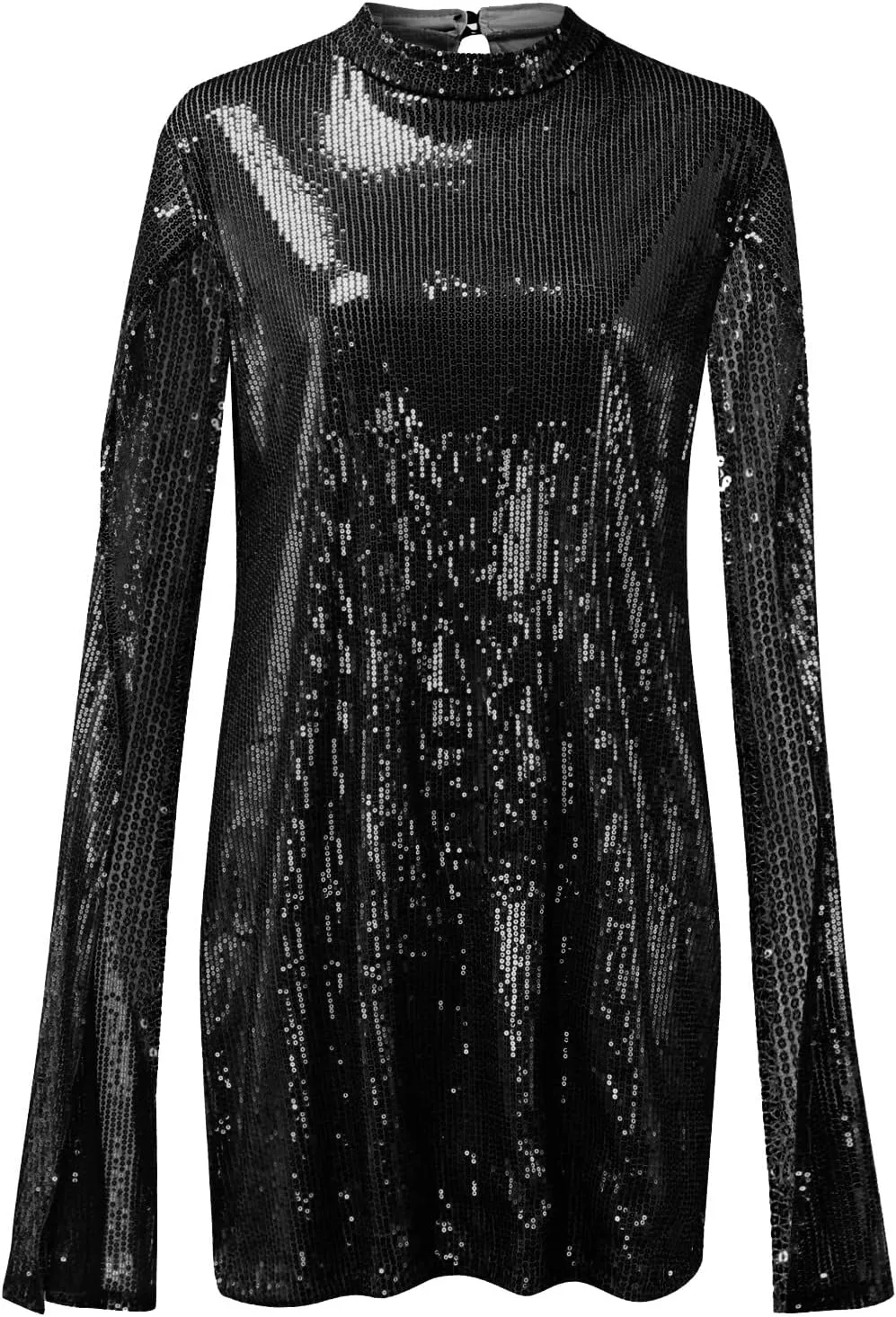 Rvidbe Women Sequin Midi Dress 2024 Fashion Casual Long Sleeve Sparkly Dress Wedding Guest Plus Size Formal Sexy Club Dresses